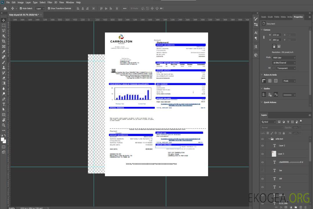Facture commerciale des services publics de la ville de Carrollton, SCR template Facture commerciale des services publics de la ville de Carrollton, SCR template